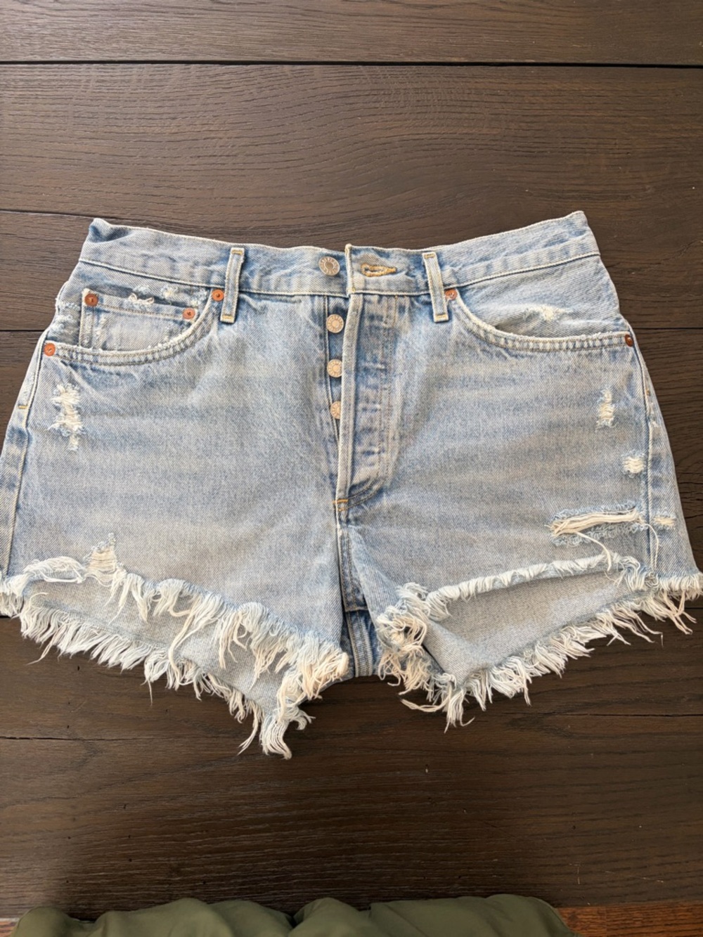 Agolde Light Wash Denim Shorts - Picture 2 of 3